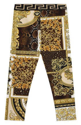 Детские хлопковые леггинсы VERSACE золотого цвета по цене 12050 руб., арт. 1000361/1A00270 | Фото 1 Детские хлопковые леггинсы VERSACE золотого цвета, арт. 1000361/1A00270 | Фото 1