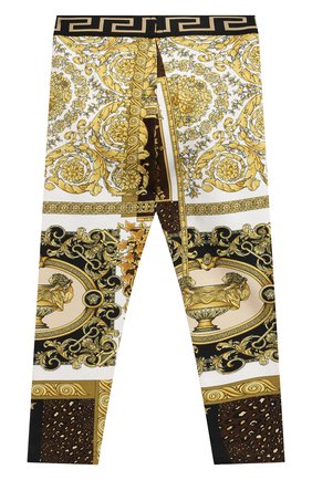 Детские хлопковые леггинсы VERSACE золотого цвета по цене 12050 руб., арт. 1000361/1A00270 | Фото 2 Детские хлопковые леггинсы VERSACE золотого цвета, арт. 1000361/1A00270 | Фото 2