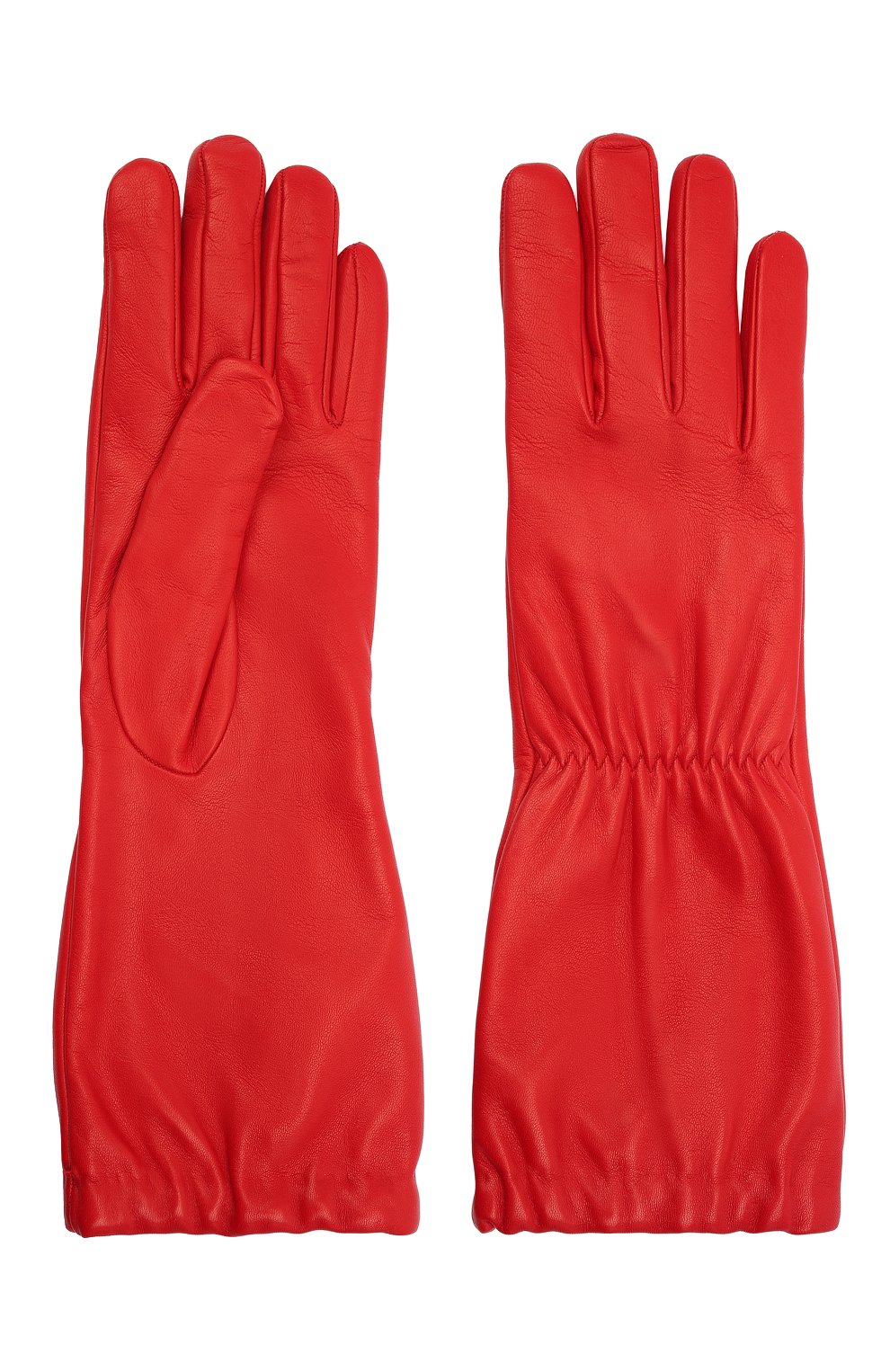 Женские кожаные перчатки BOTTEGA VENETA красного цвета, арт. 650548/3V00F | Фото 2 (Материал: Натуральная кожа; Региональные ограничения белый список (Axapta Mercury): RU)