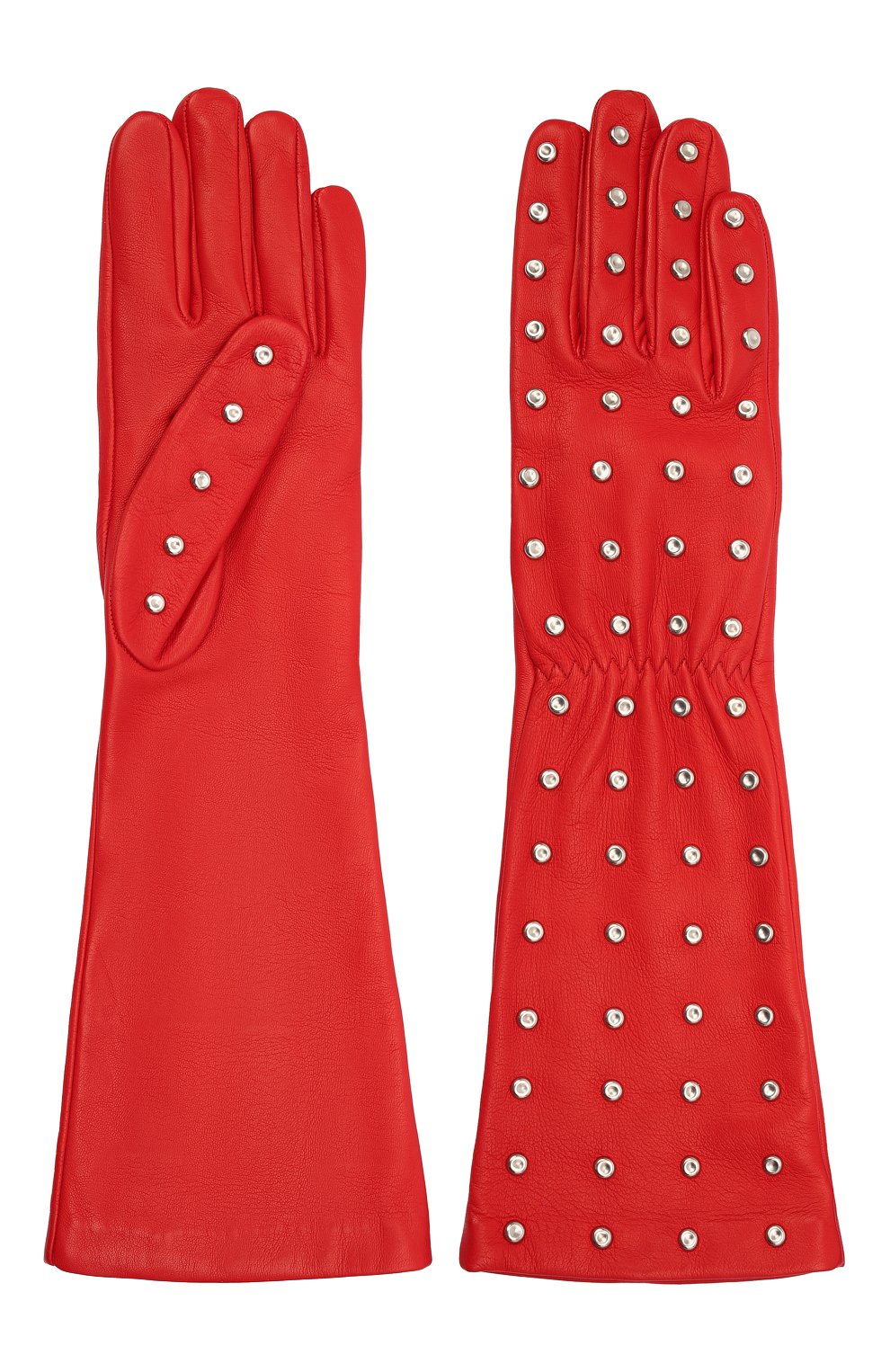 Женские кожаные перчатки BOTTEGA VENETA красного цвета, арт. 649948/3V00F | Фото 2 (Материал: Натуральная кожа; Региональные ограничения белый список (Axapta Mercury): RU)