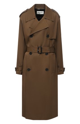 Женский тренч из вискозы SAINT LAURENT темно-коричневого цвета по цене 231500 руб., арт. 648571/Y3C14 | Фото 1 Женский тренч из вискозы SAINT LAURENT темно-коричневого цвета, арт. 648571/Y3C14 | Фото 1