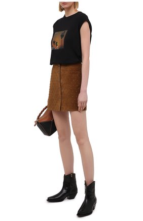 Женская замшевая юбка SAINT LAURENT коричневого цвета по цене 231500 руб., арт. 643776/YC2AY | Фото 2 Женская замшевая юбка SAINT LAURENT коричневого цвета, арт. 643776/YC2AY | Фото 2
