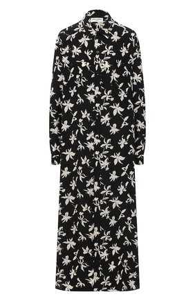 Женское шелковое платье SAINT LAURENT черно-белого цвета по цене 157500 руб., арт. 642423/Y2C16 | Фото 1 Женское шелковое платье SAINT LAURENT черно-белого цвета, арт. 642423/Y2C16 | Фото 1