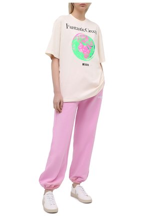 Женские хлопковые джоггеры MSGM светло-розового цвета по цене 24900 руб., арт. 3041MDP61 217299 | Фото 2 Женские хлопковые джоггеры MSGM светло-розового цвета, арт. 3041MDP61 217299 | Фото 2