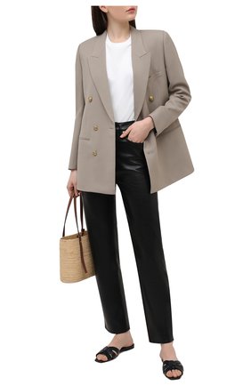 Женские кожаные шлепанцы tribute SAINT LAURENT темно-синего цвета по цене 47750 руб., арт. 571952/DWE00 | Фото 2 Женские кожаные шлепанцы tribute SAINT LAURENT темно-синего цвета, арт. 571952/DWE00 | Фото 2