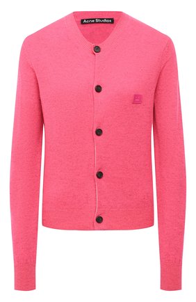 Женский шерстяной кардиган ACNE STUDIOS розового цвета по цене 27350 руб., арт. A60239 | Фото 1 Женский шерстяной кардиган ACNE STUDIOS розового цвета, арт. A60239 | Фото 1