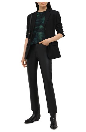 Женская хлопковая футболка SAINT LAURENT темно-зеленого цвета по цене 37200 руб., арт. 648927/Y36CU | Фото 2 Женская хлопковая футболка SAINT LAURENT темно-зеленого цвета, арт. 648927/Y36CU | Фото 2