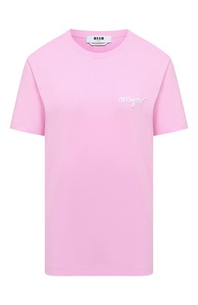 Женская хлопковая футболка MSGM светло-розового цвета по цене 11200 руб., арт. 3041MDM108 217298 | Фото 1 Женская хлопковая футболка MSGM светло-розового цвета, арт. 3041MDM108 217298 | Фото 1