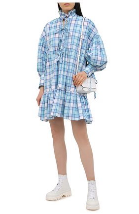 Женское хлопковое платье MSGM голубого цвета по цене 42400 руб., арт. 3041MDA19A 217005 | Фото 2 Женское хлопковое платье MSGM голубого цвета, арт. 3041MDA19A 217005 | Фото 2
