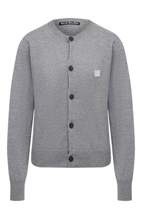 Женский шерстяной кардиган ACNE STUDIOS серого цвета по цене 27350 руб., арт. A60238 | Фото 1 Женский шерстяной кардиган ACNE STUDIOS серого цвета, арт. A60238 | Фото 1