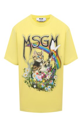 Женская хлопковая футболка MSGM желтого цвета по цене 21050 руб., арт. 3041MDM164 217298 | Фото 1 Женская хлопковая футболка MSGM желтого цвета, арт. 3041MDM164 217298 | Фото 1