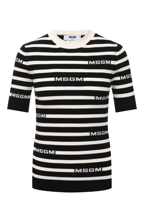 Женский хлопковый пуловер MSGM черно-белого цвета по цене 27900 руб., арт. 3041MDM122 217289 | Фото 1 Женский хлопковый пуловер MSGM черно-белого цвета, арт. 3041MDM122 217289 | Фото 1
