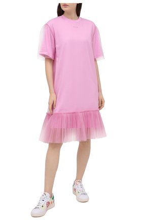 Женское хлопковое платье MSGM светло-розового цвета по цене 34200 руб., арт. 3041MDA66 217298 | Фото 2 Женское хлопковое платье MSGM светло-розового цвета, арт. 3041MDA66 217298 | Фото 2