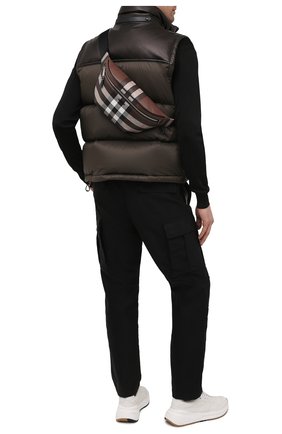 Мужская поясная сумка BURBERRY коричневого цвета, арт. 8036559 | Фото 2 (Материал: Экокожа, Текстиль; Размер: medium; Случай: Повседневный)