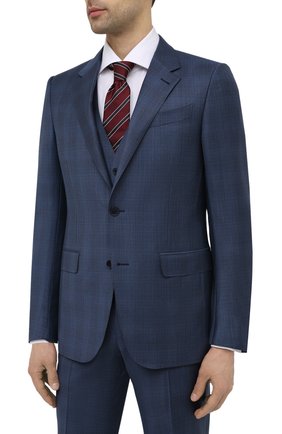 Мужской шерстяной костюм-тройка ERMENEGILDO ZEGNA синего цвета по цене 292500 руб., арт. 922582/321225 | Фото 2 Мужской шерстяной костюм-тройка ERMENEGILDO ZEGNA синего цвета, арт. 922582/321225 | Фото 2 (Стили: Классический; Материал подклада: Купро; Материал внешний: Шерсть; Костюмы М: Костюм-тройка, Однобортный; Рукава: Длинные)