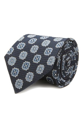 Мужской шелковый галстук ZEGNA COUTURE темно-синего цвета, арт. Z9C01/15C | Фото 1 (Материал: Текстиль, Шелк; Принт: С принтом)