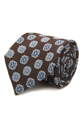 Мужской шелковый галстук ZEGNA COUTURE коричневого цвета, арт. Z9C00/15C | Фото 1 (Принт: С принтом; Материал: Шелк, Текстиль)