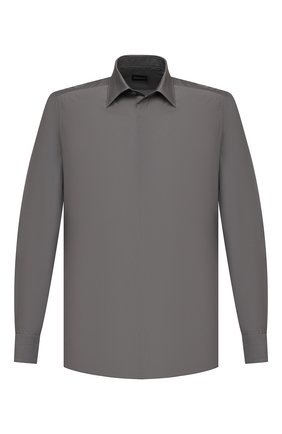 Мужская сорочка из хлопка и шелка ERMENEGILDO ZEGNA серого цвета по цене 46950 руб., арт. 901704/9YC0CA | Фото 1 Мужская сорочка из хлопка и шелка ERMENEGILDO ZEGNA серого цвета, арт. 901704/9YC0CA | Фото 1 (Длина (для топов): Стандартные; Рукава: Длинные; Воротник: Кент; Материал внешний: Шелк, Хлопок; Случай: Формальный; Рубашки М: Slim Fit; Принт: Однотонные; Манжеты: На пуговицах; Стили: Классический)