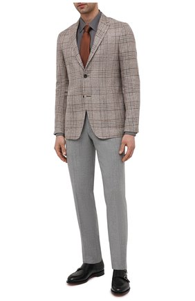 Мужская сорочка из хлопка и шелка ERMENEGILDO ZEGNA серого цвета по цене 46950 руб., арт. 901704/9YC0CA | Фото 2 Мужская сорочка из хлопка и шелка ERMENEGILDO ZEGNA серого цвета, арт. 901704/9YC0CA | Фото 2 (Длина (для топов): Стандартные; Рукава: Длинные; Воротник: Кент; Материал внешний: Шелк, Хлопок; Случай: Формальный; Рубашки М: Slim Fit; Принт: Однотонные; Манжеты: На пуговицах; Стили: Классический)
