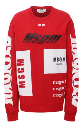 Женский хлопковый свитшот MSGM красного цвета по цене 15200 руб., арт. 2940MM186 207599/CG | Фото 1 Женский хлопковый свитшот MSGM красного цвета, арт. 2940MM186 207599/CG | Фото 1