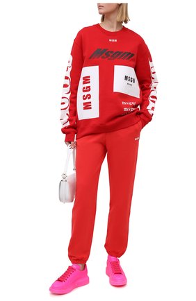 Женский хлопковый свитшот MSGM красного цвета по цене 15200 руб., арт. 2940MM186 207599/CG | Фото 2 Женский хлопковый свитшот MSGM красного цвета, арт. 2940MM186 207599/CG | Фото 2