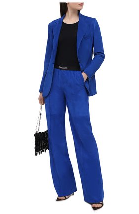 Женские замшевые брюки TOM FORD синего цвета по цене 368000 руб., арт. PAL713-LEX257 | Фото 2 Женские замшевые брюки TOM FORD синего цвета, арт. PAL713-LEX257 | Фото 2
