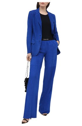 Женский замшевый жакет TOM FORD синего цвета по цене 464500 руб., арт. GIL463-LEX257 | Фото 2 Женский замшевый жакет TOM FORD синего цвета, арт. GIL463-LEX257 | Фото 2