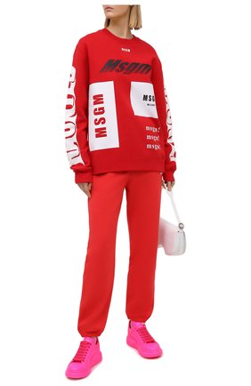 Женские хлопковые джоггеры MSGM красного цвета по цене 23800 руб., арт. 3041MDP64 217299 | Фото 2 Женские хлопковые джоггеры MSGM красного цвета, арт. 3041MDP64 217299 | Фото 2