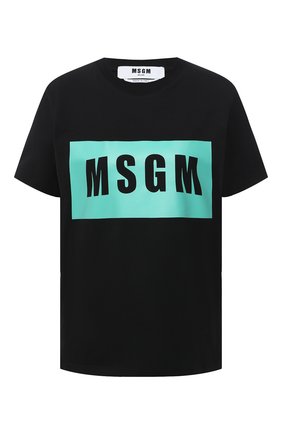 Женская хлопковая футболка MSGM черного цвета по цене 10400 руб., арт. 3041MDM95 217298 | Фото 1 Женская хлопковая футболка MSGM черного цвета, арт. 3041MDM95 217298 | Фото 1