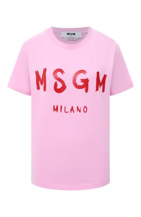 Женская хлопковая футболка MSGM светло-розового цвета по цене 9300 руб., арт. 3041MDM60 217298 | Фото 1 Женская хлопковая футболка MSGM светло-розового цвета, арт. 3041MDM60 217298 | Фото 1