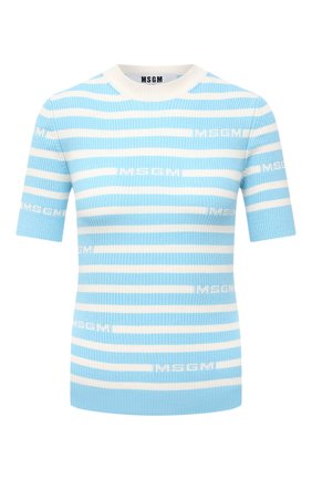 Женский хлопковый пуловер MSGM голубого цвета по цене 27900 руб., арт. 3041MDM122 217289 | Фото 1 Женский хлопковый пуловер MSGM голубого цвета, арт. 3041MDM122 217289 | Фото 1