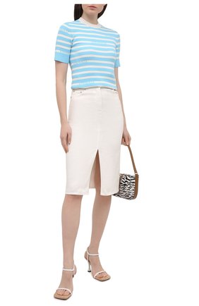 Женский хлопковый пуловер MSGM голубого цвета по цене 27900 руб., арт. 3041MDM122 217289 | Фото 2 Женский хлопковый пуловер MSGM голубого цвета, арт. 3041MDM122 217289 | Фото 2