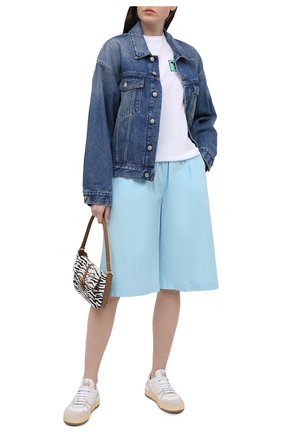 Женские хлопковые шорты MSGM голубого цвета по цене 24900 руб., арт. 3041MDB01 217104 | Фото 2 Женские хлопковые шорты MSGM голубого цвета, арт. 3041MDB01 217104 | Фото 2