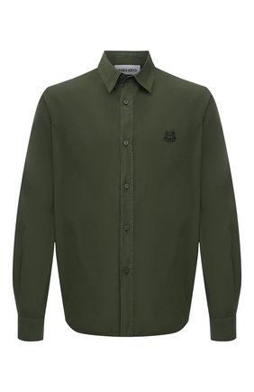 Мужская хлопковая рубашка KENZO хаки цвета по цене 16150 руб., арт. FB55CH4001LA | Фото 1 Мужская хлопковая рубашка KENZO хаки цвета, арт. FB55CH4001LA | Фото 1 (Стили: Кэжуэл; Воротник: Кент; Длина (для топов): Стандартные; Манжеты: На пуговицах; Рукава: Длинные; Материал внешний: Хлопок; Случай: Повседневный; Рубашки М: Classic Fit; Принт: Однотонные)