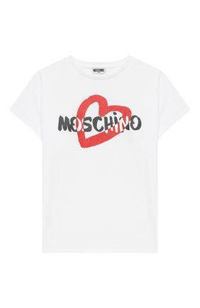 Детская хлопковая футболка MOSCHINO белого цвета по цене 8795 руб., арт. HDM03Z/LBA00/4A-8A | Фото 1 Детская хлопковая футболка MOSCHINO белого цвета, арт. HDM03Z/LBA00/4A-8A | Фото 1 (Рукава: Короткие; Материал внешний: Хлопок; Девочки Кросс-КТ: футболка-одежда; Региональные ограничения белый список (Axapta Mercury): RU; Ростовка одежда: 4 года | 104 см, 5 лет | 110 см, 6 лет | 116 см, 8 лет | 128 см)