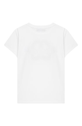Детская хлопковая футболка MOSCHINO белого цвета, арт. HDM03Z/LBA00/4A-8A | Фото 2 (Рукава: Короткие; Материал внешний: Хлопок; Девочки Кросс-КТ: футболка-одежда; Региональные ограничения белый список (Axapta Mercury): RU; Ростовка одежда: 4 года | 104 см, 5 лет | 110 см, 6 лет | 116 см, 8 лет | 128 см)