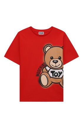 Детская хлопковая футболка MOSCHINO красного цвета по цене 7445 руб., арт. HQM02X/LBA18/10A-14A | Фото 1 Детская хлопковая футболка MOSCHINO красного цвета, арт. HQM02X/LBA18/10A-14A | Фото 1