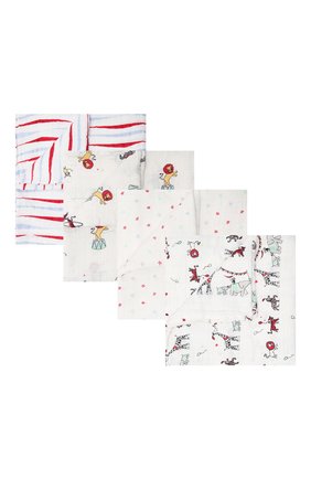 Детского комплект из четырех пеленок ADEN+ANAIS белого цвета, арт. 2052G | Фото 1 (Материал: Текстиль, Хлопок)