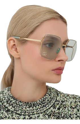 Женские солнцезащитные очки GUCCI светло-зеленого цвета по цене 39950 руб., арт. GG0817S 003 | Фото 2 Женские солнцезащитные очки GUCCI светло-зеленого цвета, арт. GG0817S 003 | Фото 2