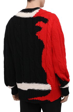 Мужской шерстяной свитер ALEXANDER MCQUEEN разноцветного цвета, арт. 651177/Q1ATN | Фото 4 (Материал внешний: Шерсть; Рукава: Длинные; Длина (для топов): Стандартные; Стили: Гранж; Принт: С принтом; Мужское Кросс-КТ: Свитер-одежда)