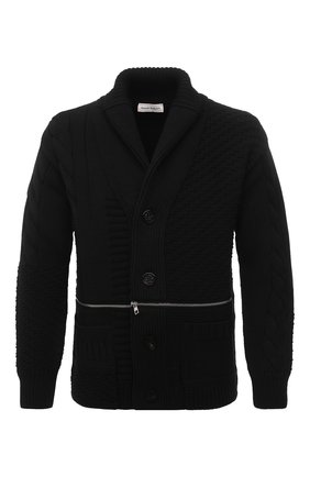 Мужской шерстяной кардиган ALEXANDER MCQUEEN черного цвета по цене 147500 руб., арт. 651190/Q1XBC | Фото 1 Мужской шерстяной кардиган ALEXANDER MCQUEEN черного цвета, арт. 651190/Q1XBC | Фото 1