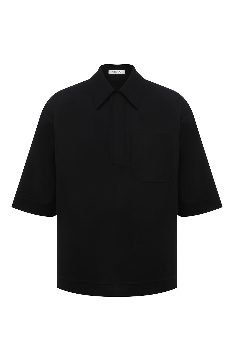 Мужская хлопковая рубашка VALENTINO черного цвета, арт. VV3AAB8075Y | Фото 1 (Воротник: Кент; Рубашки М: Classic Fit; Рукава: Короткие, 3/4; Случай: Повседневный; Длина (для топов): Стандартные; Региональные ограничения белый список (Axapta Mercury): RU; Материал внешний: Хлопок; Принт: Однотонные; Стили: Минимализм)