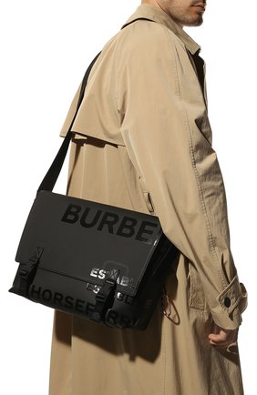 Мужская текстильная сумка BURBERRY черного цвета, арт. 8036752 | Фото 2 (Ремень/цепочка: На ремешке; Материал: Текстиль; Размер: medium)
