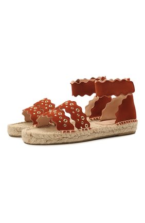Детские замшевые босоножки CHLOÉ коричневого цвета по цене 23200 руб., арт. C19125 | Фото 1 Детские замшевые босоножки CHLOÉ коричневого цвета, арт. C19125 | Фото 1 (Материал внутренний: Текстиль; Материал внешний: Кожа)