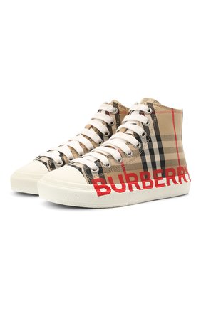 Детские высокие кеды BURBERRY бежевого цвета по цене 19300 руб., арт. 8027071 | Фото 1 Детские высокие кеды BURBERRY бежевого цвета, арт. 8027071 | Фото 1