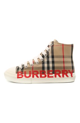 Детские высокие кеды BURBERRY бежевого цвета по цене 19300 руб., арт. 8027071 | Фото 2 Детские высокие кеды BURBERRY бежевого цвета, арт. 8027071 | Фото 2