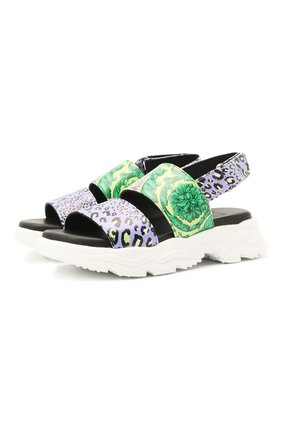 Детские босоножки VERSACE разноцветного цвета по цене 21400 руб., арт. 1000300/1A00244/27-29 | Фото 1 Детские босоножки VERSACE разноцветного цвета, арт. 1000300/1A00244/27-29 | Фото 1 (Материал внутренний: Натуральная кожа; Материал внешний: Текстиль)