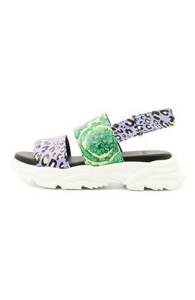 Детские босоножки VERSACE разноцветного цвета по цене 21400 руб., арт. 1000300/1A00244/27-29 | Фото 2 Детские босоножки VERSACE разноцветного цвета, арт. 1000300/1A00244/27-29 | Фото 2 (Материал внутренний: Натуральная кожа; Материал внешний: Текстиль)