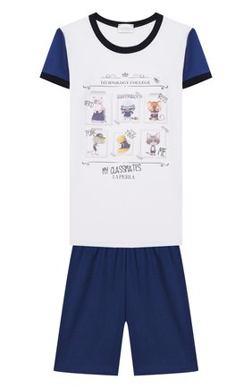 Женская хлопковая пижама LA PERLA синего цвета по цене 10850 руб., арт. 70092/8A-14A | Фото 1 Женская хлопковая пижама LA PERLA синего цвета, арт. 70092/8A-14A | Фото 1