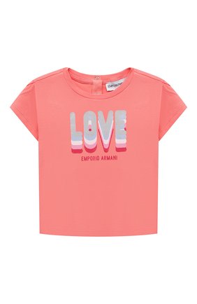 Детский комплект из двух футболок EMPORIO ARMANI кораллового цвета по цене 8875 руб., арт. 3KED01/3J2IZ | Фото 2 Детский комплект из двух футболок EMPORIO ARMANI кораллового цвета, арт. 3KED01/3J2IZ | Фото 2